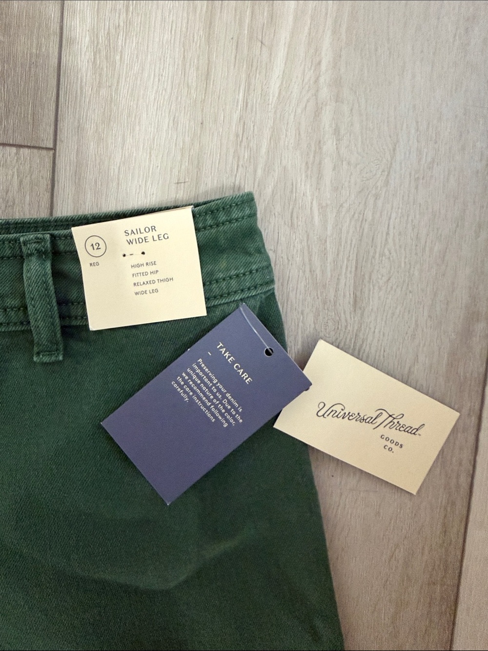 Women’s Sailor Wide-Leg Jeans - Dark Green - Picture 2 of 5